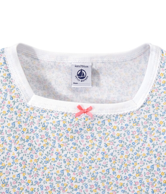 Pigiama corto bambina stampato bianco ECUME/bianco MULTICO