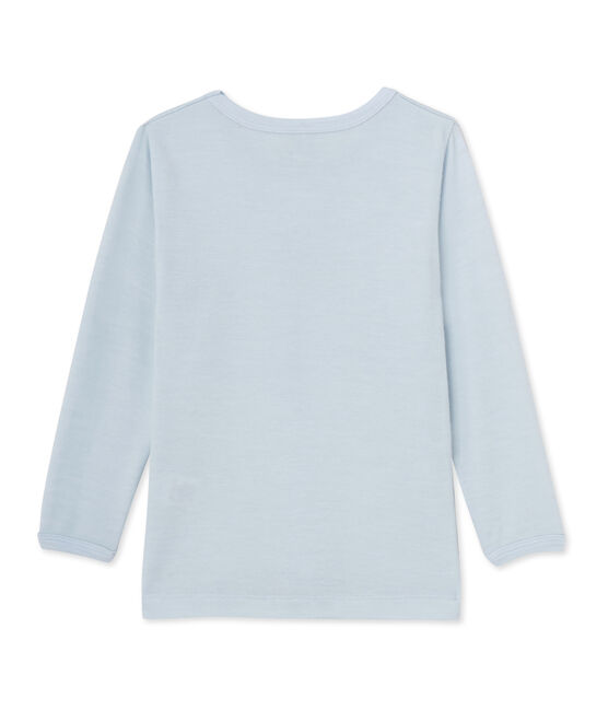 T-shirt bambino in lana e cotone blu Fraicheur