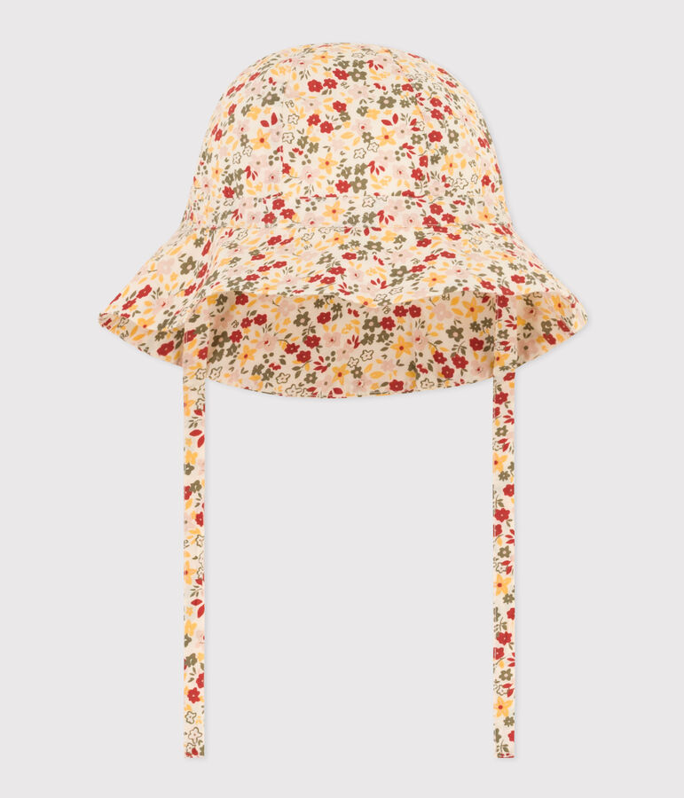 Cappellino a fiori beb&egrave; ecru/multicolore