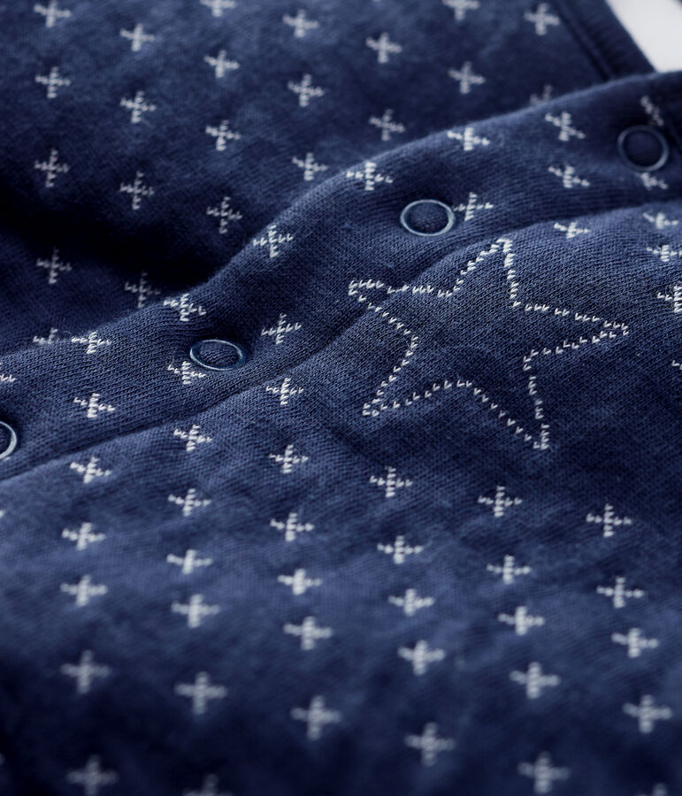 Cardigan beb&egrave; a stelline in tubique trapuntato di cotone biologico blu SMOKING