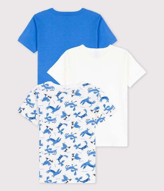 Confezione da 3 t-shirt manica corta fantasia animali bambino in cotone variante 1