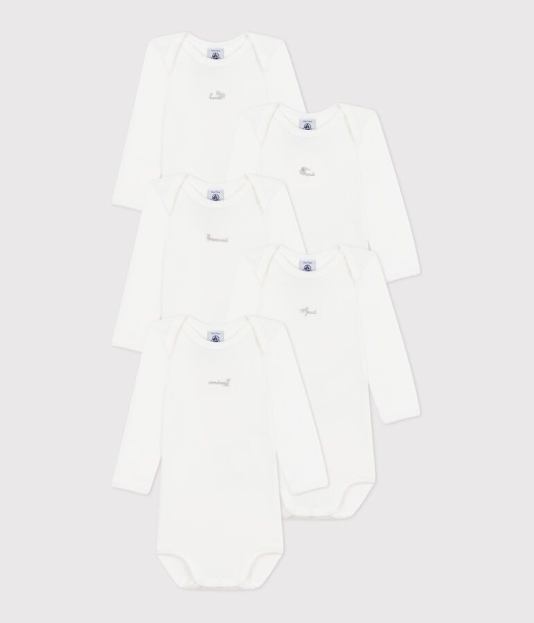 Set da 5 body a maniche lunghe in cotone con i giorni della settimana neonato multicolore