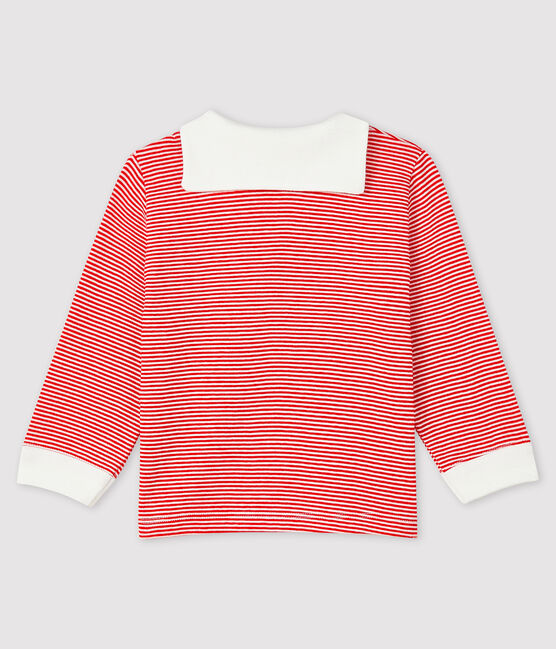 T-shirt millerighe bebè maschio rosso TERKUIT/bianco MARSHMALLOW