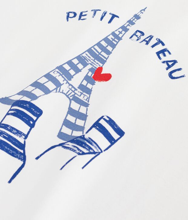 T-shirt da donna a maniche corte in cotone con fantasia bianco