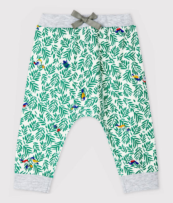 Pantaloni in costina fantasia bebè maschio bianco MARSHMALLOW/bianco MULTICO