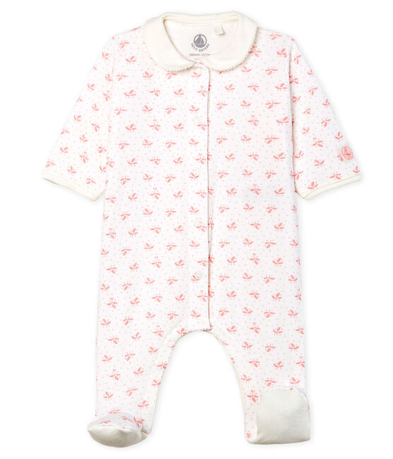 Tutina pigiama bambina in tubique bianco MARSHMALLOW/rosa GRETEL