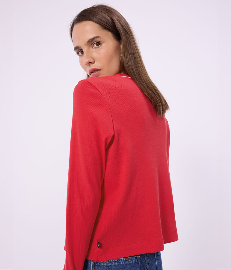 Cardigan in cotone tinta unita donna rosso
