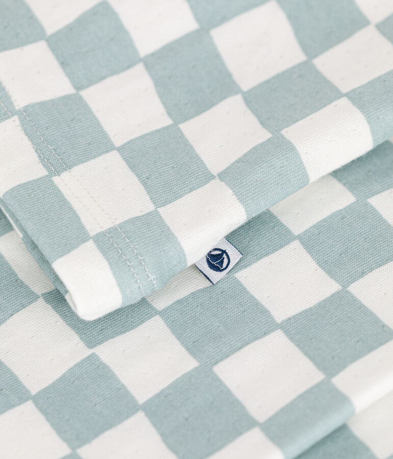 Pigiama in cotone con stampa scacchiera bambino bianco/verde