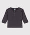 T-shirt maniche lunghe bebè in maglia a costine grigio DUMBO