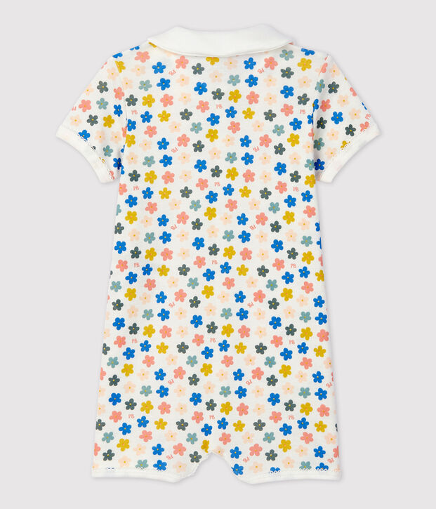 Tutina corta fosforescente beb&egrave; in cotone bianco/multicolore