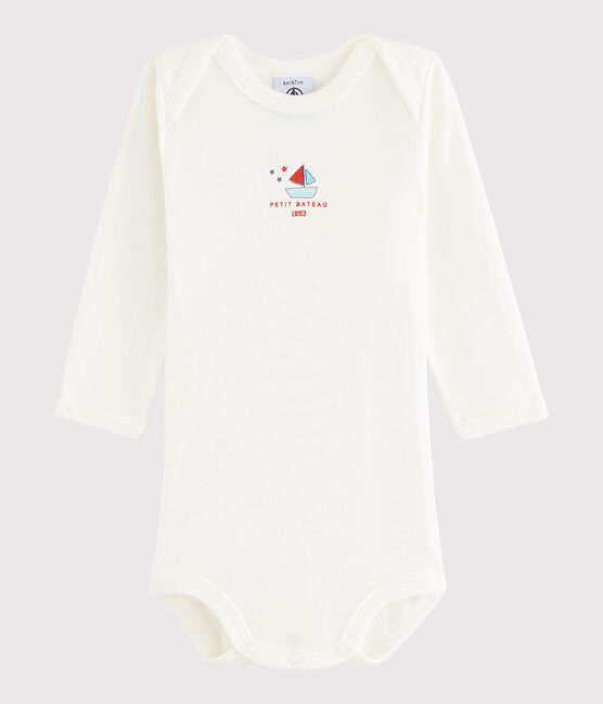 Body manica lunga bebè unisex bianco Lait