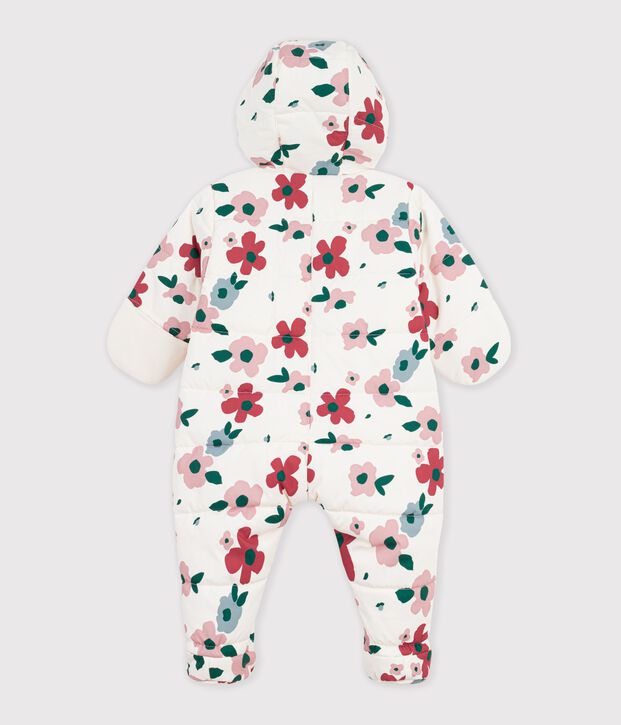 Tutina imbottita in poliestere con stampa a fiori neonata ecru/multicolore