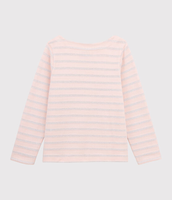 Marinière in jersey bambina rosa MINOIS/ ARGENT