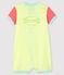 Tutina corta millerighe gialla bebè a costine giallo SUNNY/bianco MARSHMALLOW