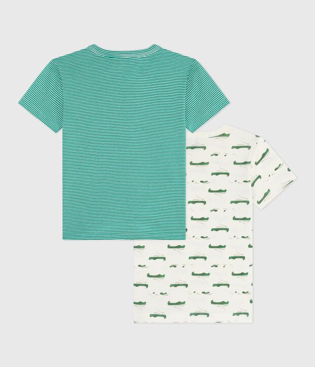 Set di T-shirt a maniche corte in cotone con stampa bambino multicolore