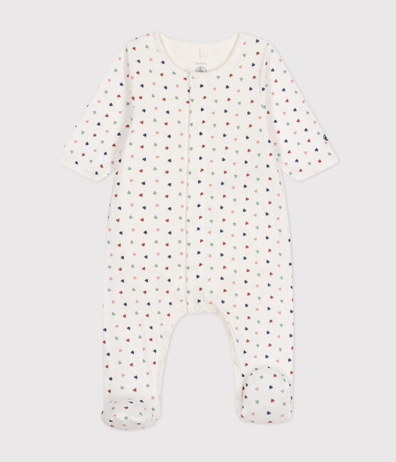 Bodyjama stampa cuoricini in tubique bebè bianco MARSHMALLOW/bianco MULTICO