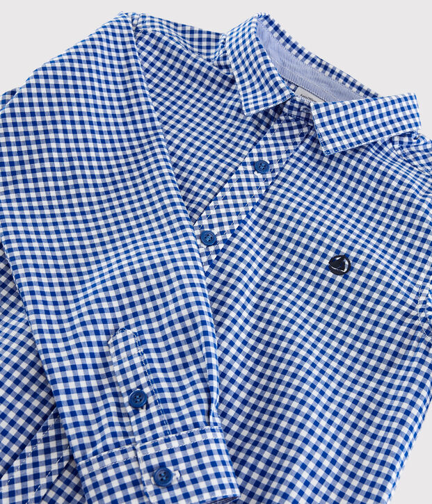 Camicia a manica lunga in popeline bambino bianco/multicolore