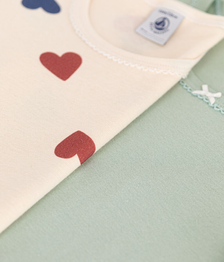 Set di 2 T-ahirt a maniche corte in cotone con motivo cuore bambino multicolore