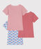 Set di 3 T-shirt a maniche corte in cotone a fiori bambina variante 1