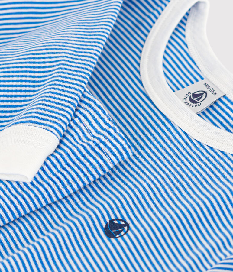 Pigiama rigato bambino in cotone blu/bianco