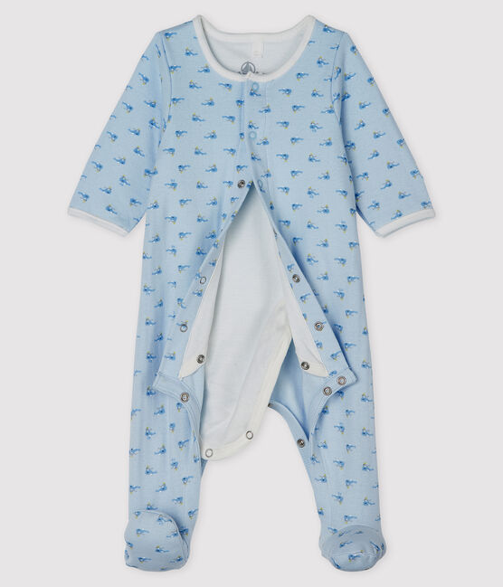 Bodyjama bebè in tubique blu FRAICHEUR/bianco MULTICO