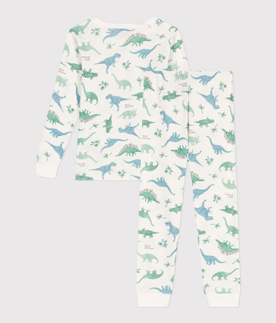 Pigiama per bambini molto aderente in cotone stampato  bianco MARSHMALLOW/bianco MULTICO