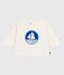 T-shirt a maniche lunghe in cotone con motivo gatto neonato blu MILK/ OLYMPIC