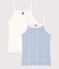 Confezione da 2 canottiere bambino con spalline in cotone a fiori variante 1