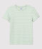 T-shirt TAGLIO REGULAR girocollo in cotone bio Donna verde HERBIER/ MARSHMALLOW