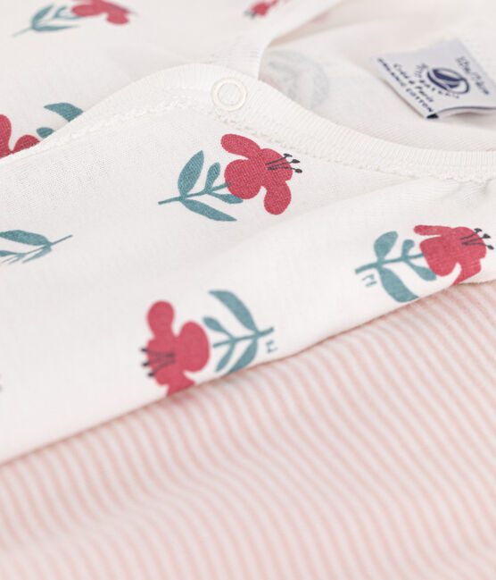 Confezione da 2 tute corte a fiori in cotone bebè variante 1