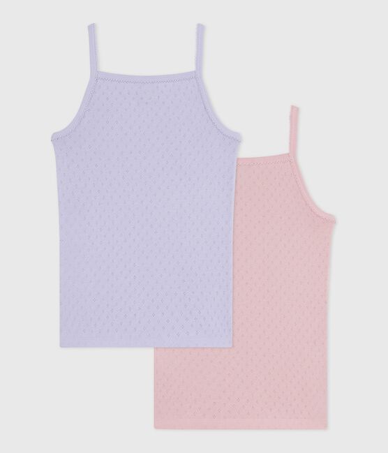 Set di canottiere bambina con spalline in cotone traforato variante 1