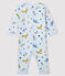 Tutina blu fantasia animali bebé maschio a costine blu FRAICHEUR/bianco MULTICO