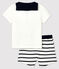 Completo due pezzi bebè maschio bianco MARSHMALLOW/blu SMOKING