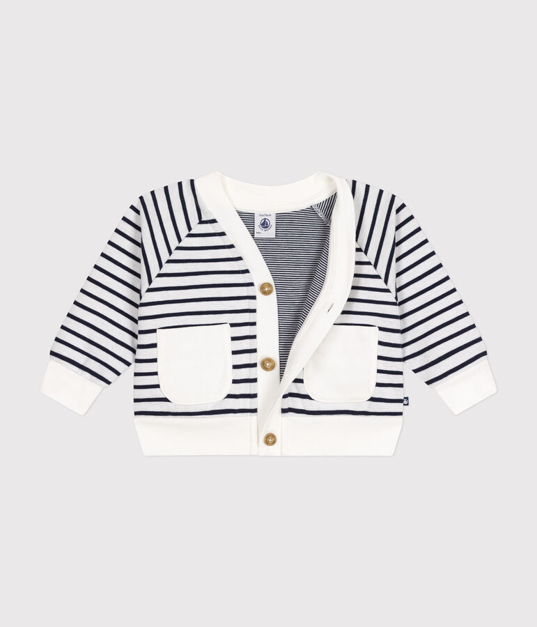 Cardigan in jersey spesso neonato bianco MARSHMALLOW/blu SMOKING