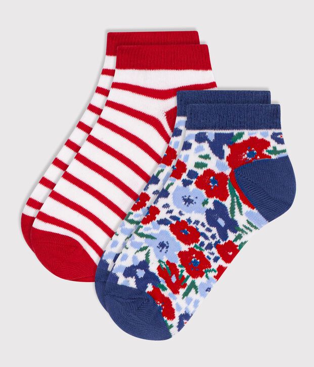 2 paia di calzini in cotone con stampa a fiori bambina multicolore