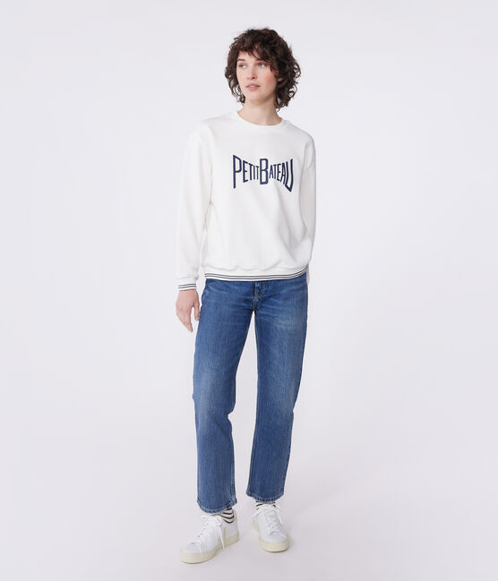 Felpa in cotone stampato donna bianco MARSHMALLOW