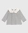 Blusa a maniche lunghe in cotone con motivo marinière e colletto con cuoricini neonata bianco MARSHMALLOW/blu SMOKING