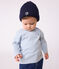 T-shirt a maniche lunghe in cotone a righe neonato ADRIATIC/ MARSHMALLOW