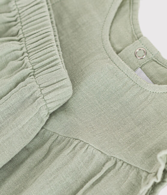 Completo blusa e shorts bebè in garza di cotone verde HERBIER