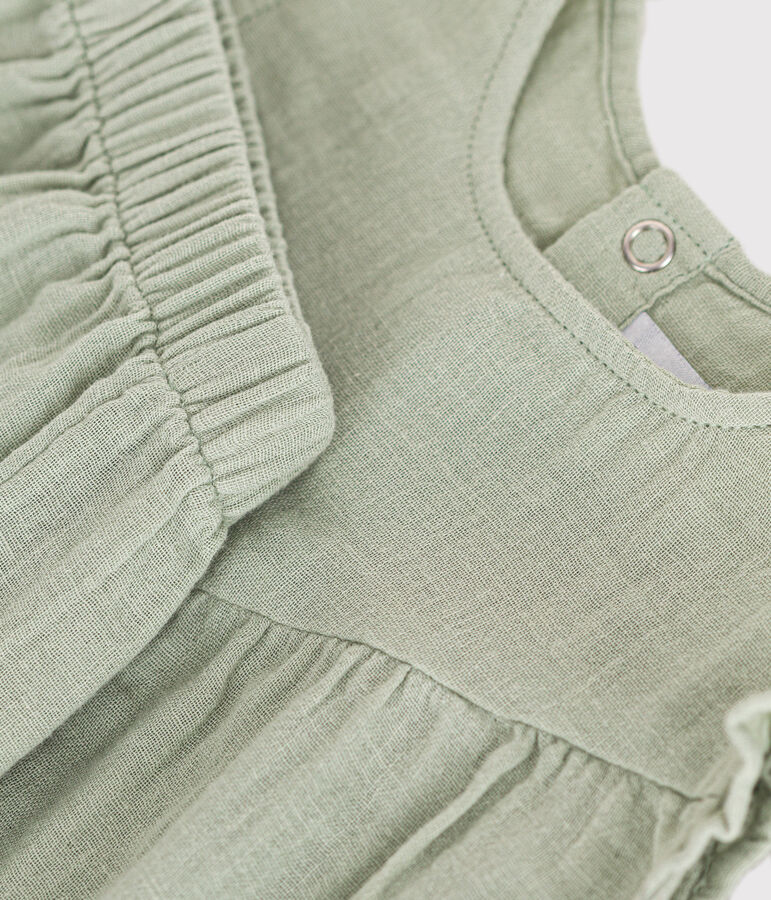 Completo blusa e shorts beb&egrave; in garza di cotone verde