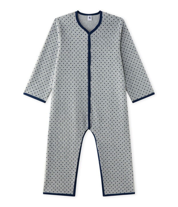 Tutina calda per bambino in pile grigio/blu