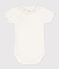 Body con colletto bebè femmina in cotone biologico bianco MARSHMALLOW