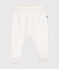 Pantaloni con piedini in tubique trapuntato neonato bianco MARSHMALLOW