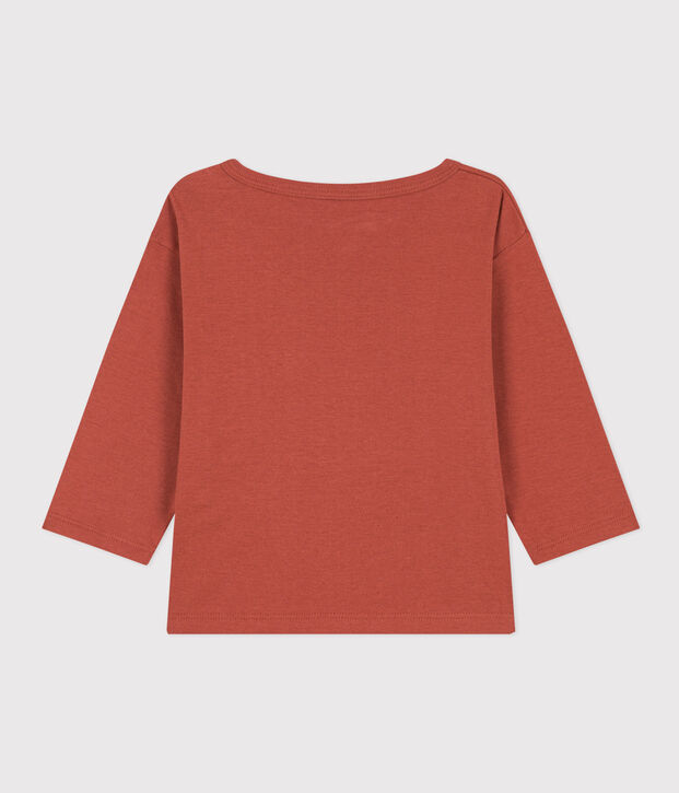 T-shirt a manica lunga in cotone per beb&egrave; marrone
