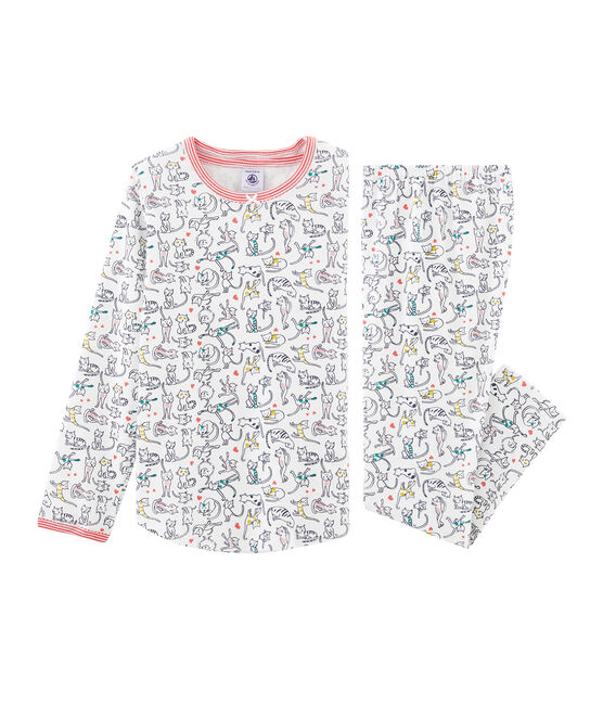 Pigiama bambina a costine bianco MARSHMALLOW/bianco MULTICO