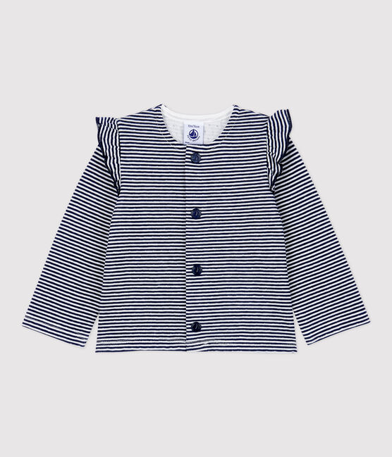 Cardigan in cotone bebè. blu SMOKING/bianco MARSHMALLOW