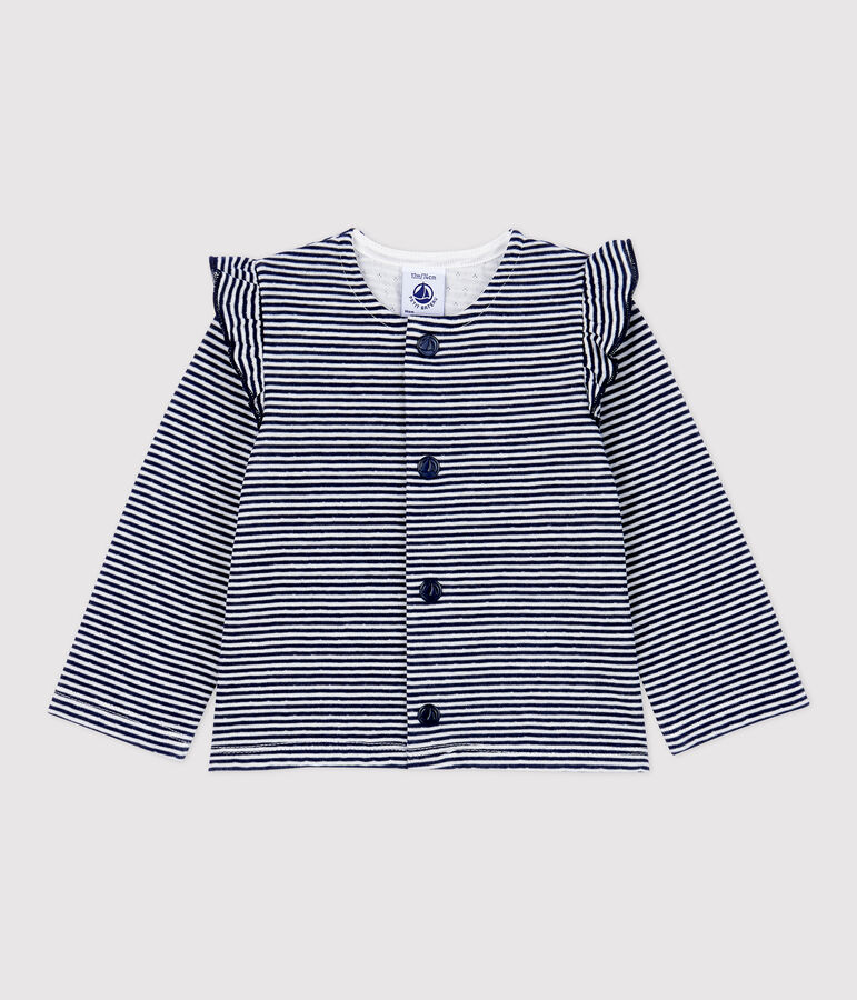 Cardigan in cotone beb&egrave;. blu/bianco