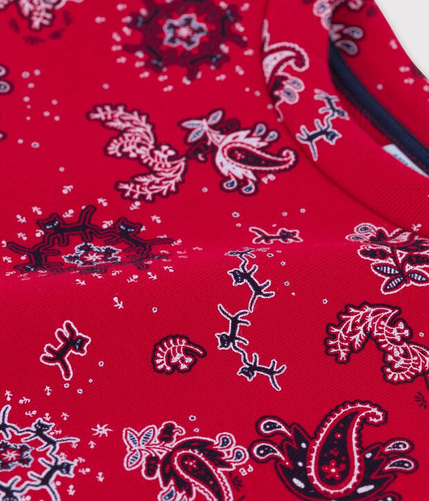 Felpa bambina in molleton rosso/multicolore