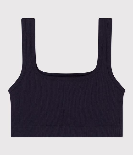 Bralette a tinta unita in cotone ed elastan donna blu SMOKING