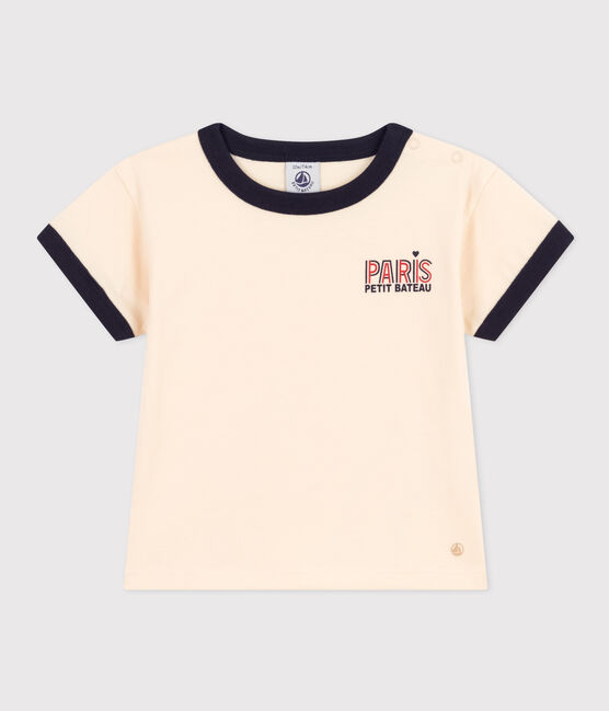 T-shirt bebè a maniche corte in jersey leggero bianco AVALANCHE/blu SMOKING